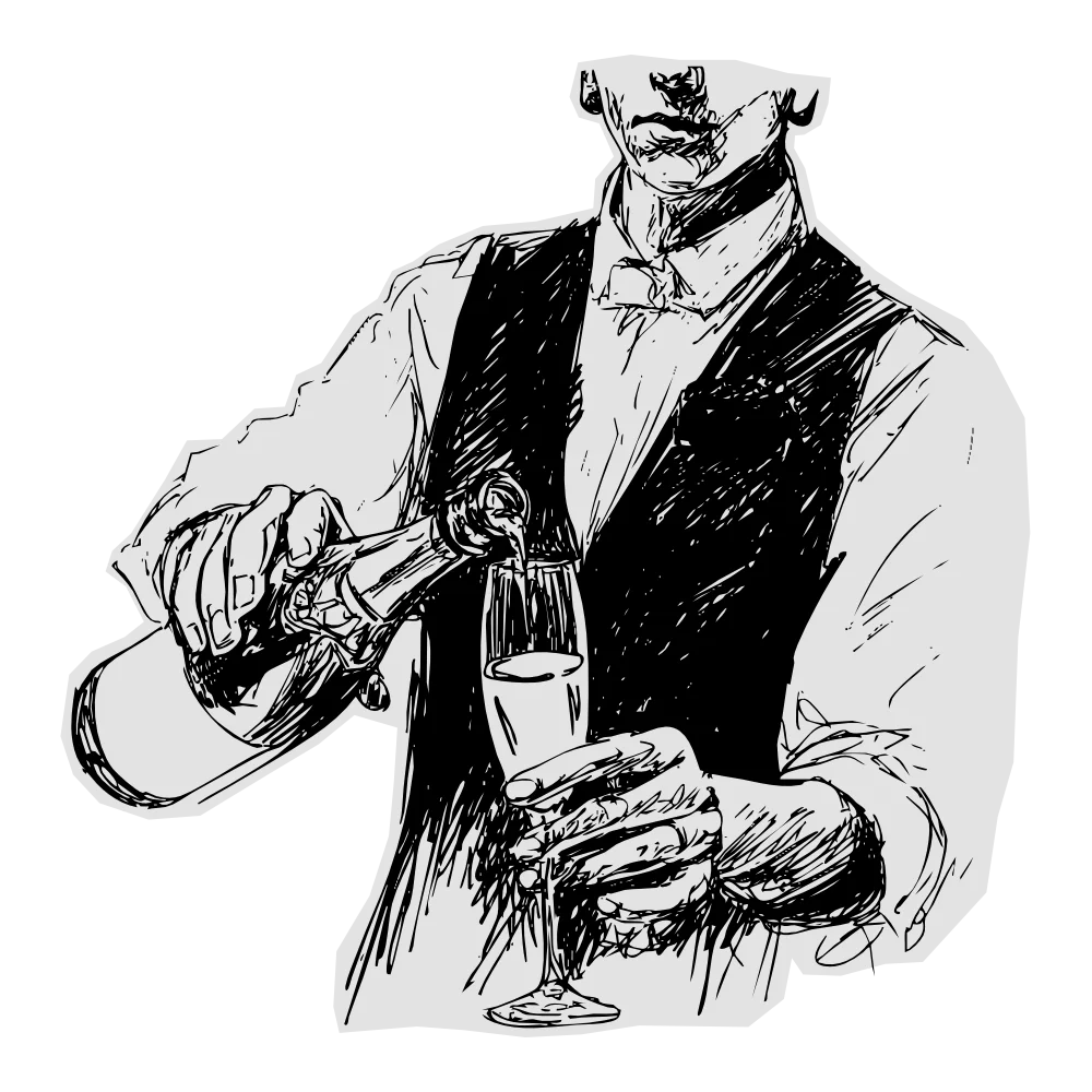 Ilustrace barmana nalévající sklenku